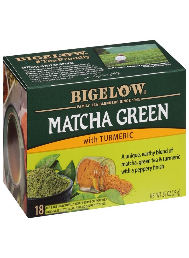 Bigelow Tea Matcha Green Tea with Turmeric, Caffeinated Tea with Turmeric, 18 Count Box (Pack of 6), 108 Total Tea Bags - Image 1