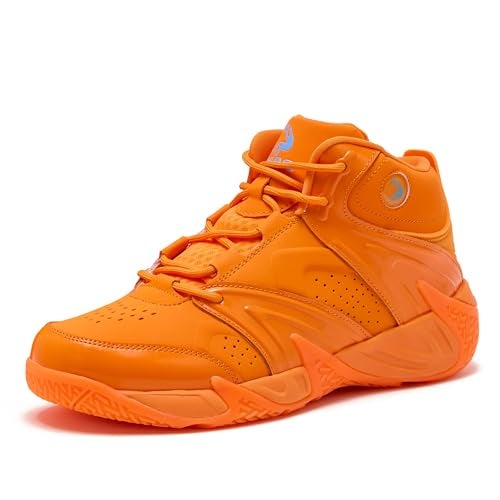 SHAQ Devastator High Top Basketball Shoes for Men, Indoor or Outdoor Court Basketball Mens Sneakers Size 8 to 15 - Orange, 10 Medium - Image 1