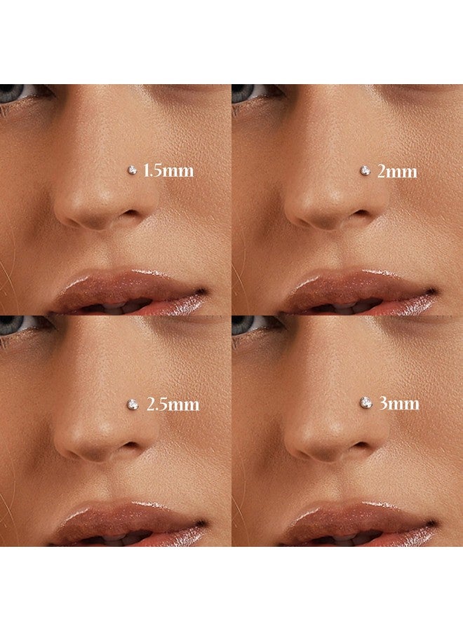 LOYALLOOK 8Pcs Nose Rings Studs Titanium Nose Rings 20G Nose Ring L Shape Nose Studs Diamond Cz Silver Nose Rings Studs Hypoallergenic Nose Piercing Jewelry For Women 1.5Mm 2Mm 2.5Mm 3Mm - Image 3