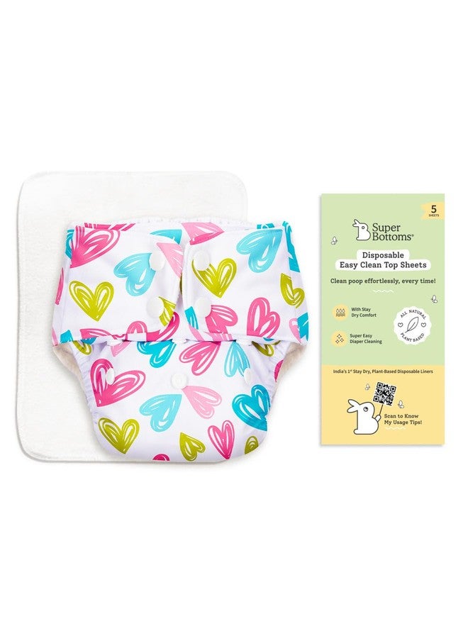 SuperBottoms BASIC Cloth Diaper with Quick Dry UltraThin Pad & 5 Disposable Easy Clean Top Sheets | Reusable & Washable | Adjustable Fit for Babies 3m-3y - Image 1