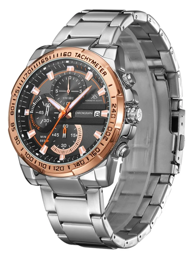 KENNETH SCOTT Stainless Steel Chronograph Watch K22101-SBSBK - 45.5x57 mm