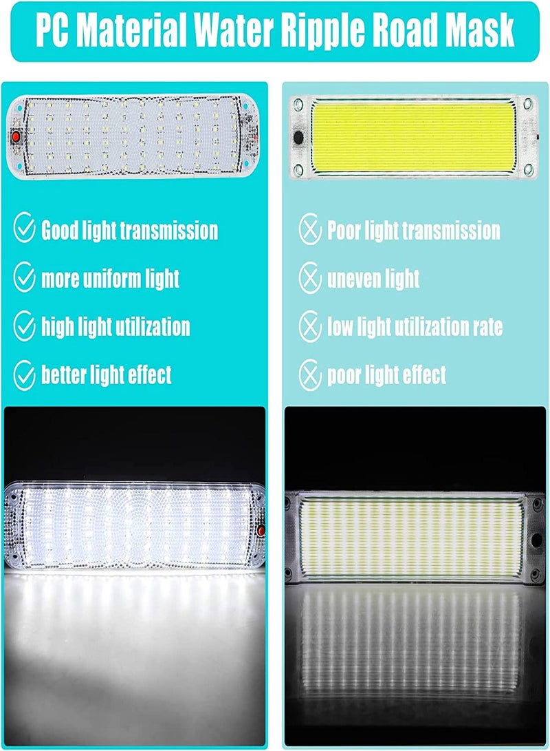 LED Interior Lights, 72 LEDs Light Strips, 4PCS 12V Universal Car Roof Bright Interior Light with ON/OFF Switch 10W White Lamp for Van Car Auto Camper Bus Caravan Boat Motorhome Kitchen