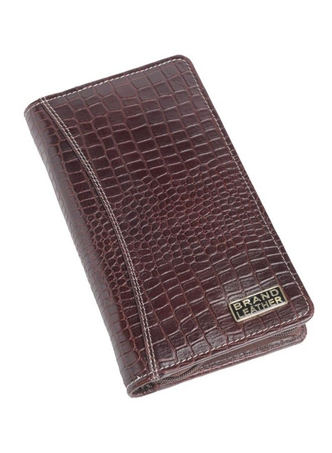 BRAND LEATHER Passport Cover/Passport Holder for Men and Women -Genuine Leather Travel Accessories Document Organizer with RFID Protection -Multiple Cards & Passport Holder for Trips (Croco Brown) - Image 1