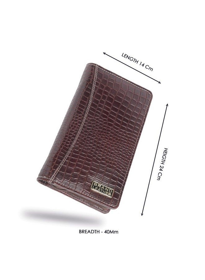 BRAND LEATHER Passport Cover/Passport Holder for Men and Women -Genuine Leather Travel Accessories Document Organizer with RFID Protection -Multiple Cards & Passport Holder for Trips (Croco Brown) - Image 2