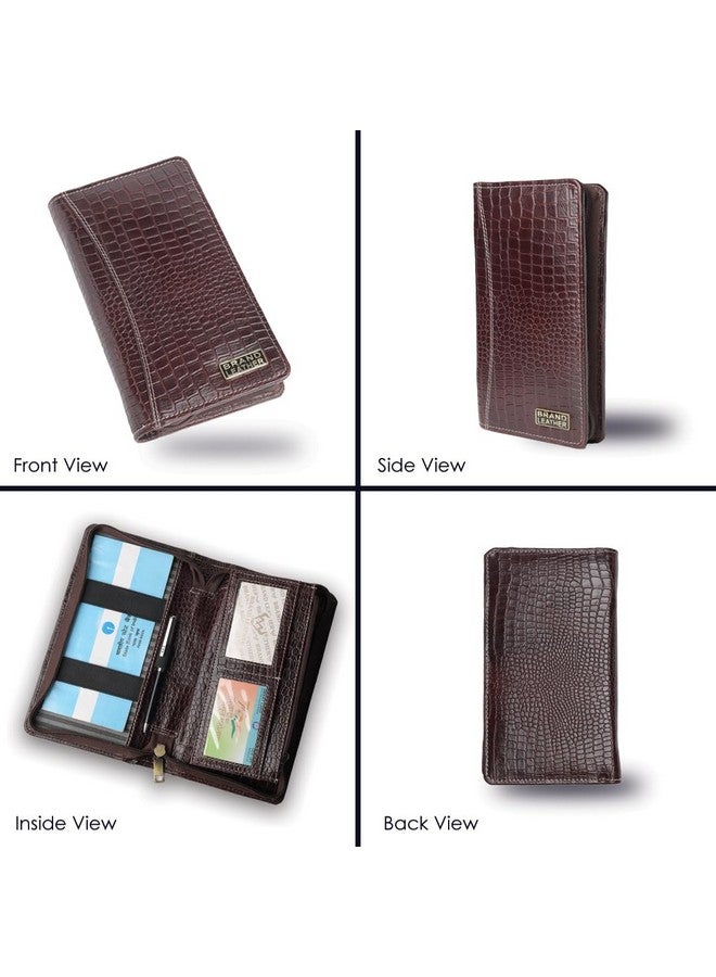 BRAND LEATHER Passport Cover/Passport Holder for Men and Women -Genuine Leather Travel Accessories Document Organizer with RFID Protection -Multiple Cards & Passport Holder for Trips (Croco Brown) - Image 3