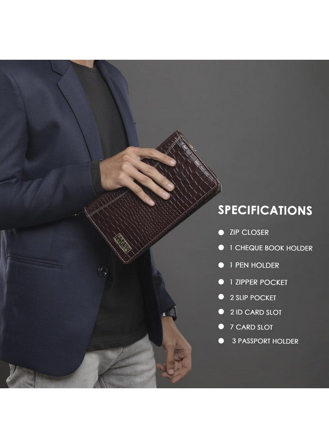BRAND LEATHER Passport Cover/Passport Holder for Men and Women -Genuine Leather Travel Accessories Document Organizer with RFID Protection -Multiple Cards & Passport Holder for Trips (Croco Brown) - Image 5