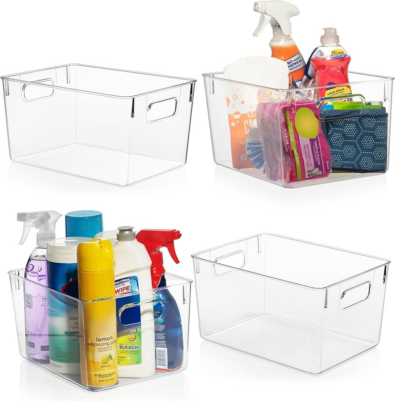 ClearSpace Clear Plastic Storage Bins – Pantry Organizers & Storage Containers, Cabinet Organizer - Home Organization Must Haves for Kitchen, Laundry Room, Office, Closet, Garage & Freezer - Image 1