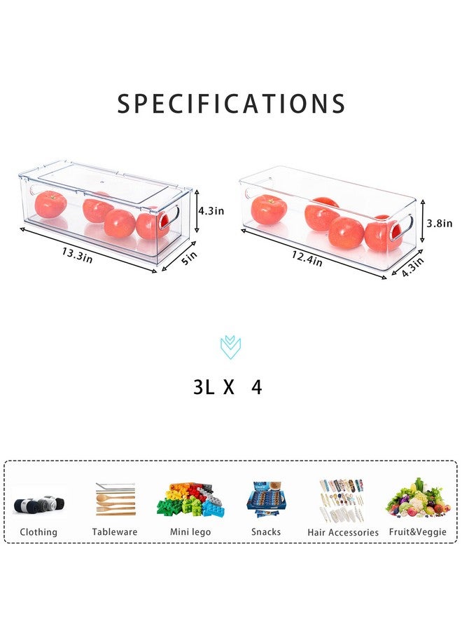 MineSign 4Pack Stackable Fridge Drawers Pull-out Storage Bins with Handle Clear Food Container for Refrigerator Plastic Dresser Organizer Fruit&Veggie Keeper for Freezer Cabinet Kitchen Organization - Image 3