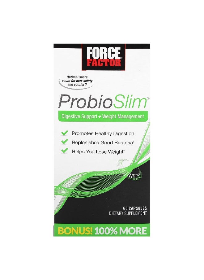 Force Factor Force Factor, ProbioSlim®, Digestive Support + Weight Management, 60 Capsules  - Image 1