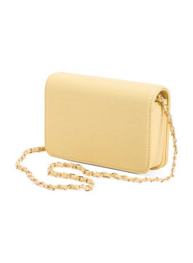 bebe New Logo Purse Evie Handbag Crossbody Chain Strap Buttercup Yellow Blonde Womens Small - Image 4