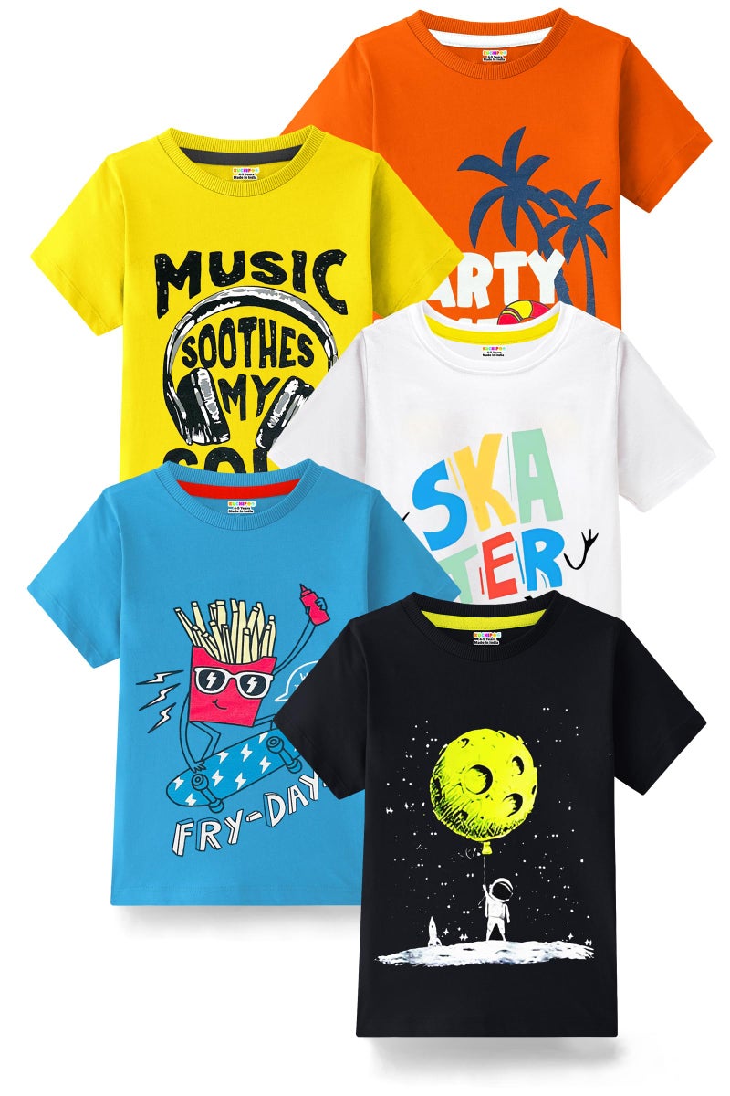 Kuchipoo Boys Regular Fit Half Sleeves Cotton T-Shirts (KUC-TSHRT-461, 4-5 Years, Multi-Colored) - Image 1