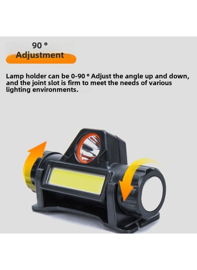 Generic Led Strong Light Headlight Mini Rechargeable Small Waterproof Astigmatism Cob Headlight Outdoor Night Fishing Light Multifunction Headlight-Colour:Type C Xpe Lamp Beads + Cob Light Source 1800 Ma + Color Box Set  - Image 3