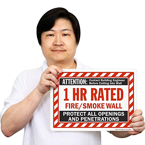 SmartSign - S-8937-EU-10x14-D1 انتباه - تصنيف 1 ساعة للحريق / الدخان لافتة حائط بواسطة | 10" × 14" فينيل مغلف - Image 4