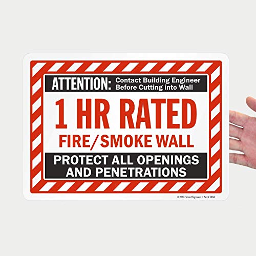 SmartSign - S-8937-EU-10x14-D1 انتباه - تصنيف 1 ساعة للحريق / الدخان لافتة حائط بواسطة | 10" × 14" فينيل مغلف - Image 5