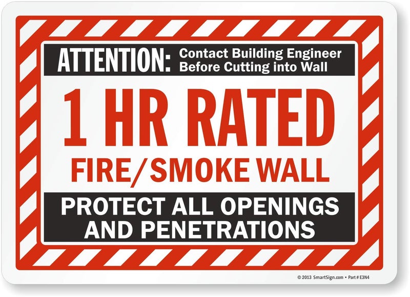 SmartSign - S-8937-EU-10x14-D1 انتباه - تصنيف 1 ساعة للحريق / الدخان لافتة حائط بواسطة | 10" × 14" فينيل مغلف - Image 3