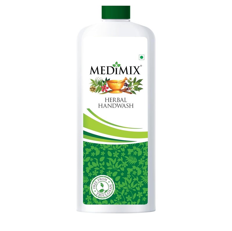Medimix Herbal Liquid Handwash 1L Refill Bottle Ideal for Germ Protection Soft Moisturized Hands Harsh ChemicalFree Enriched with 18 Exotic Herbs - Image 1