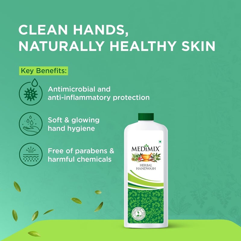Medimix Herbal Liquid Handwash 1L Refill Bottle Ideal for Germ Protection Soft Moisturized Hands Harsh ChemicalFree Enriched with 18 Exotic Herbs - Image 5