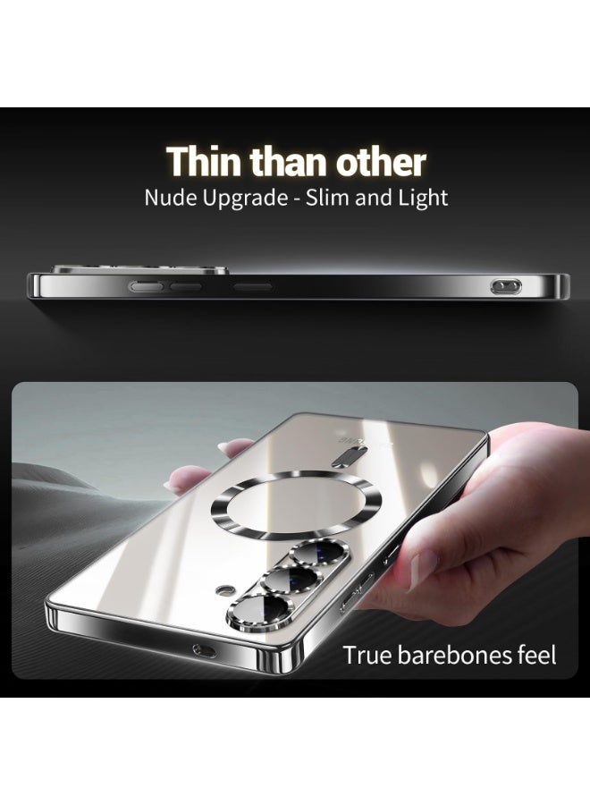 جراب مطلي بالكهرباء لهاتف Samsung Galaxy A26، حماية كاملة لعدسة الكاميرا، متوافق مع الشحن اللاسلكي MagSafe، غطاء مغناطيسي ناعم مقاوم للصدمات من مادة TPU لهاتف Samsung Galaxy A26 (أسود) - Image 4