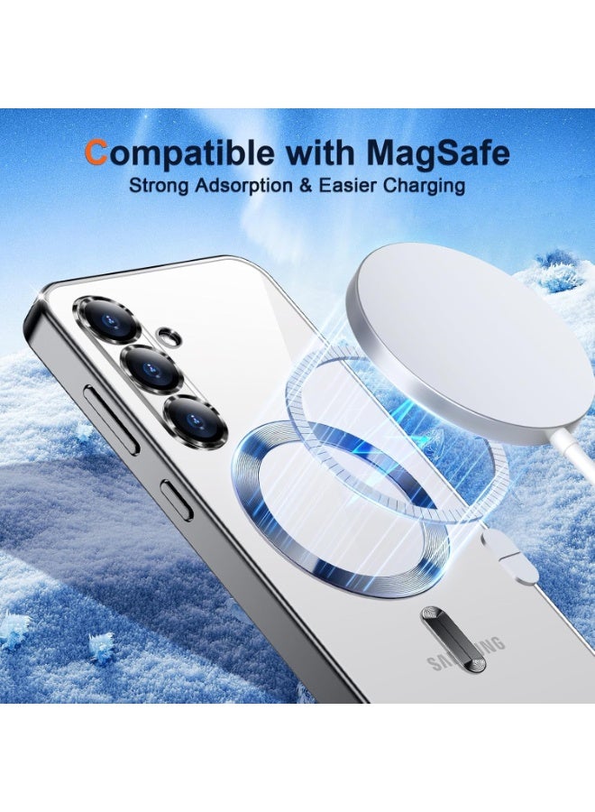 جراب مطلي بالكهرباء لهاتف Samsung Galaxy A26، حماية كاملة لعدسة الكاميرا، متوافق مع الشحن اللاسلكي MagSafe، غطاء مغناطيسي ناعم مقاوم للصدمات من مادة TPU لهاتف Samsung Galaxy A26 (أسود) - Image 3