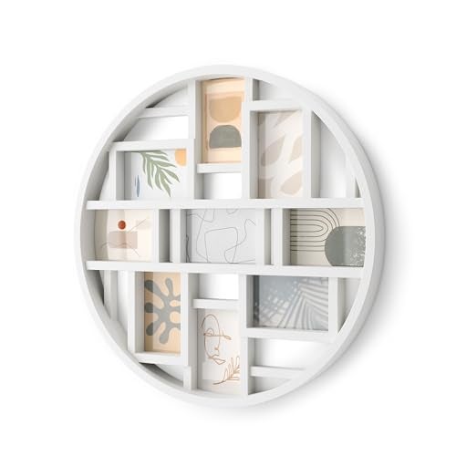 Umbra Luna Collage Picture Frame Holds Nine 4x6" Photos, Large 22-Inch Diameter, White - Image 1
