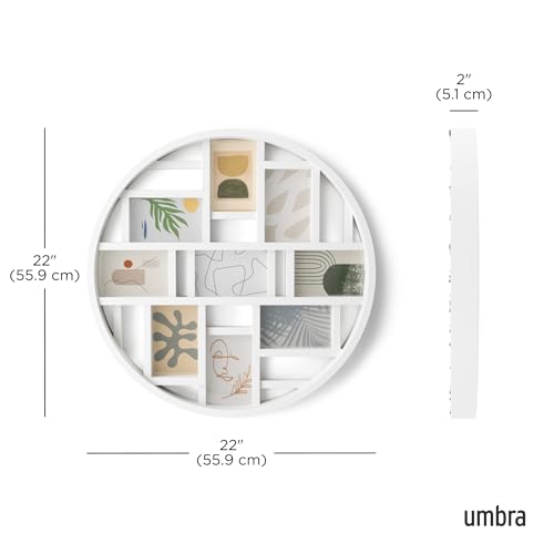 Umbra Luna Collage Picture Frame Holds Nine 4x6" Photos, Large 22-Inch Diameter, White - Image 3