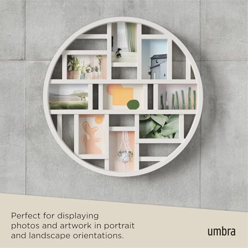 Umbra Luna Collage Picture Frame Holds Nine 4x6" Photos, Large 22-Inch Diameter, White - Image 5