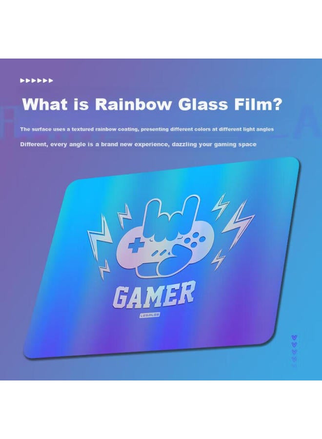 Lesailes Lesailes Glass Film Professional E-sports Gaming Mouse Pad Small Size Office Computer Keyboard Desk Mat Blue Purple 360*280*3mm - Image 2