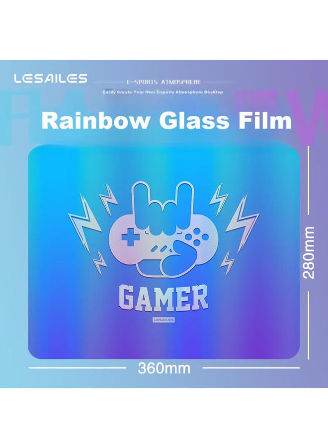 Lesailes Lesailes Glass Film Professional E-sports Gaming Mouse Pad Small Size Office Computer Keyboard Desk Mat Blue Purple 360*280*3mm - Image 1