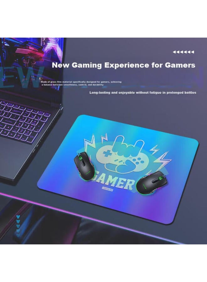 Lesailes Lesailes Glass Film Professional E-sports Gaming Mouse Pad Small Size Office Computer Keyboard Desk Mat Blue Purple 360*280*3mm - Image 4