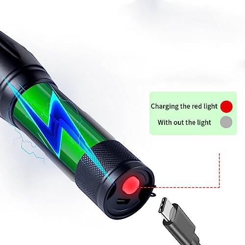 YZYOE Two-in-one Flashlight with White Light and Green Light，Green Flashlight Rechargeable， Outdoors Zoom Green Tactical Flashlight ，2 Modes. - Image 5