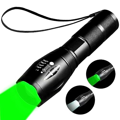 YZYOE Two-in-one Flashlight with White Light and Green Light，Green Flashlight Rechargeable， Outdoors Zoom Green Tactical Flashlight ，2 Modes. - Image 1
