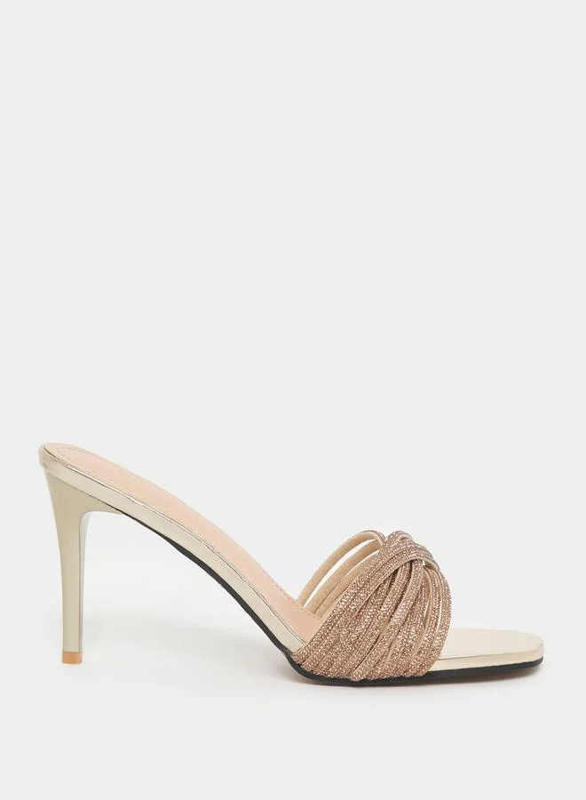 Styli Embellished Strap Stiletto Heel Sandals
