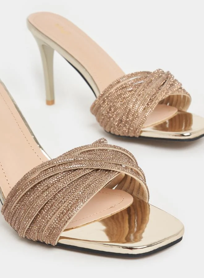 Styli Embellished Strap Stiletto Heel Sandals