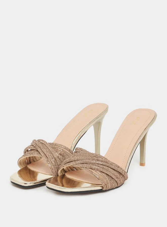 Styli Embellished Strap Stiletto Heel Sandals