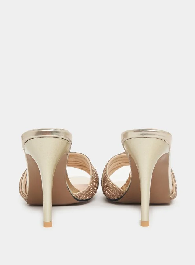 Styli Embellished Strap Stiletto Heel Sandals