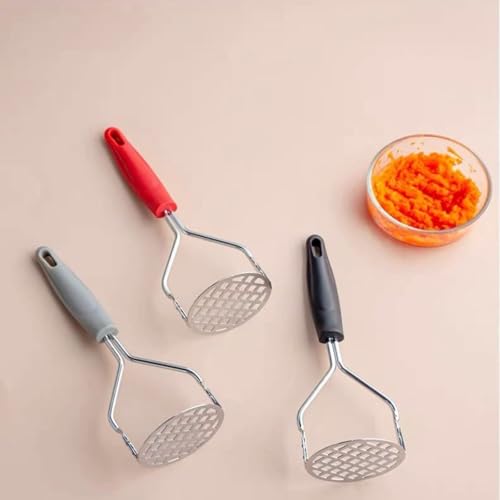BEYTEQ Food Chopper Potato Masher Stainless Steel Potatoes Mud Pressure Mud Machine Fruit Crusher Vegetable Tools Kitchen Garlic Crusher Gadgets (Black) - Image 3