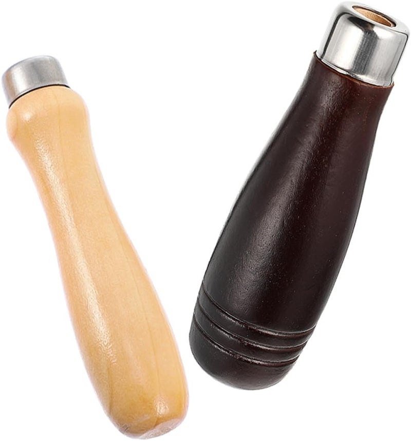 Wooden File Handle 2pcs Set with Natural Wood Grip Replacement File Handles for Woodworking and Metal Filing - Image 1