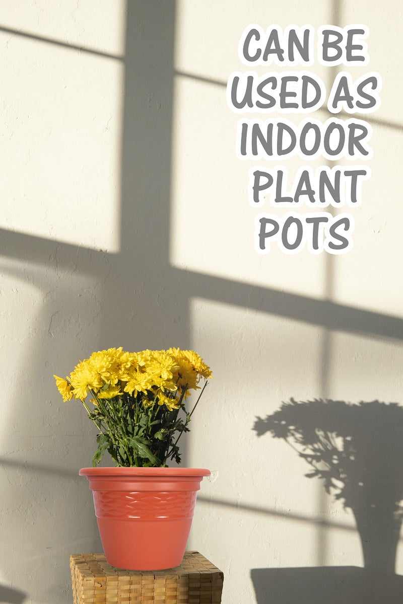 Halsey Clean Home Round Virgin Plastic Modern Design Durable Plastic Plant Pot for Gardening (Pack of 4) (POTS ONLY, SMALL-07 INCH) - Image 3