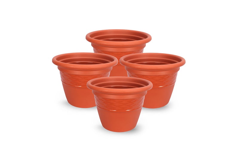 Halsey Clean Home Round Virgin Plastic Modern Design Durable Plastic Plant Pot for Gardening (Pack of 4) (POTS ONLY, SMALL-07 INCH) - Image 1