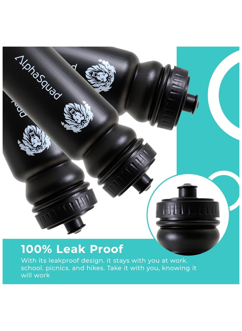 ألفاسكواد زجاجة مياه ALPHASQUAD سوداء 20 أونصة للدراجات الجبلية والطرق والجبال زجاجة ضغط 600 مل خالية من BPA لركوب الدراجات والجري والصالة الرياضية والتدريب - Image 3