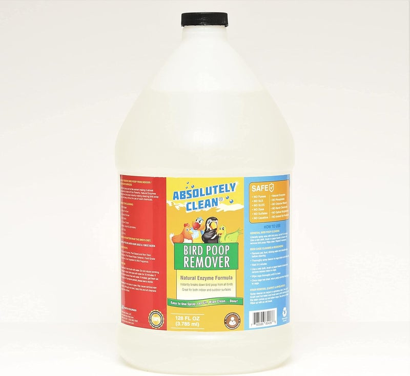 Absolutely Clean Amazing Bird Poop Remover - Just Spray/Wipe - Safely & Easily Removes Bird Messes - Use Indoor/Outdoor - Made in The USA (128oz Refill - Save 60%) - Image 1