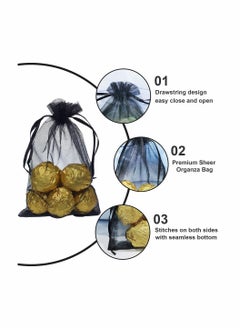 Y&D 50Pcs Organza Gift Bags Jewellery Pouches 10x15cm Black Mesh Candy Favour Bag  - Image 5