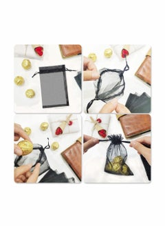 Y&D 50Pcs Organza Gift Bags Jewellery Pouches 10x15cm Black Mesh Candy Favour Bag  - Image 3