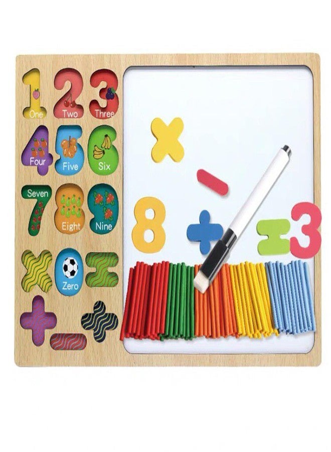 KRESHU Wooden Math Learning Board for Kids with Numbers, Colors & Magnetic Whiteboard | Educational Puzzle Toy for Toddlers & Preschool Kids | Mathematical Equations Tool (1-5 Years) - Image 1