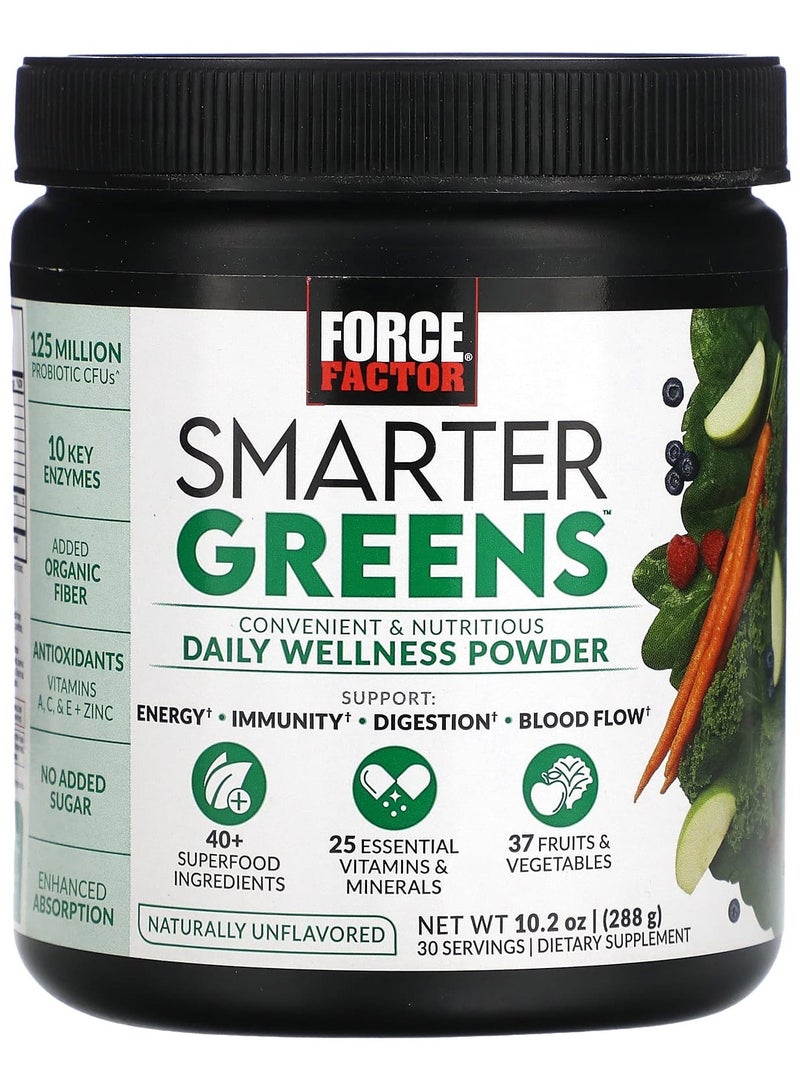 Force Factor Smarter Greens Daily Wellness Powder Naturally Unflavored 10.2 oz (288 g)