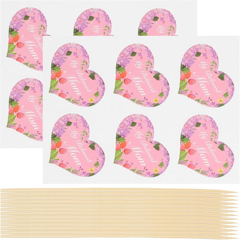 ORFOFE Mother’s Day Cake Decor Toppers, 48pcs Heart-shaped Paper Cupcake Picks for Baking Party Decorations, Non-edible Cake Topper Set for Dessert Table and Celebration - Image 1