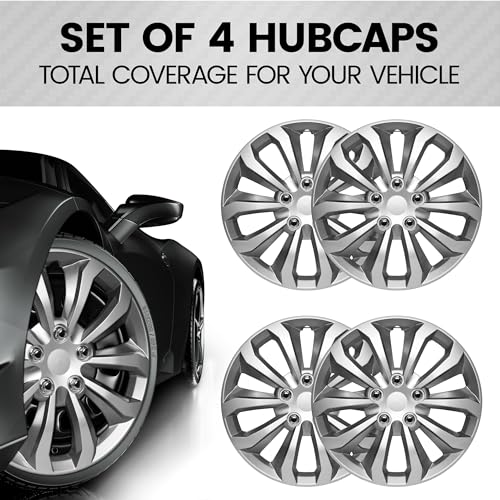 BDK Hubcaps Wheel Covers for Cars Premium Silver and Gunmetal Hubcaps 16" Wheel Rim Cover Replacement Snap On Hubcaps for Toyota Camry Corolla Style Automotive (4-Pack) - Image 3