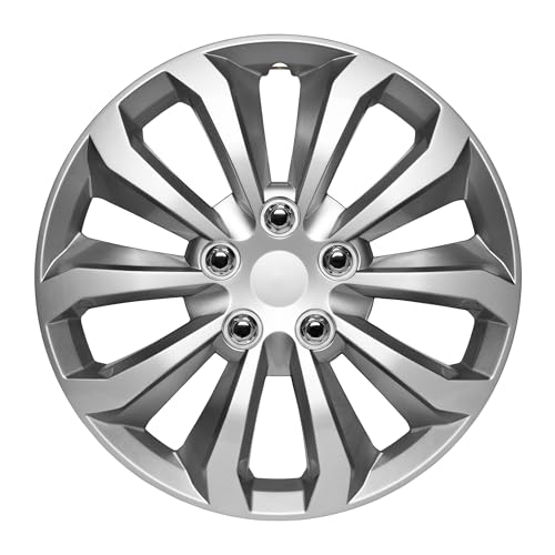 BDK Hubcaps Wheel Covers for Cars Premium Silver and Gunmetal Hubcaps 16" Wheel Rim Cover Replacement Snap On Hubcaps for Toyota Camry Corolla Style Automotive (4-Pack) - Image 2