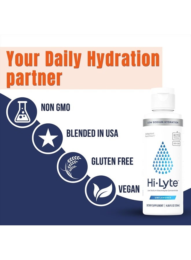 Hi-Lyte Low Sodium Liquid Electrolyte Supplement for Immune Support, Rapid Hydration | Clean Trace Minerals Alternative | Magnesium, Potassium, Zinc | Unflavored Mineral Taste | 48 Servings - Image 4
