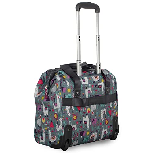 Lily Bloom Designer Under the Seat Tote Cabin Luggage Collection - 15 Inch Patterned Carry on Bag For Women - Lightweight Suitcase with 2 Rolling Wheels (Llama Mama) - Image 3